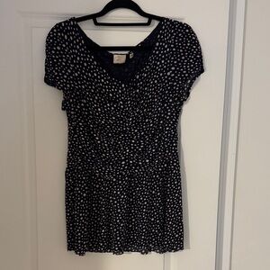 Navy peplum Polka Dot top